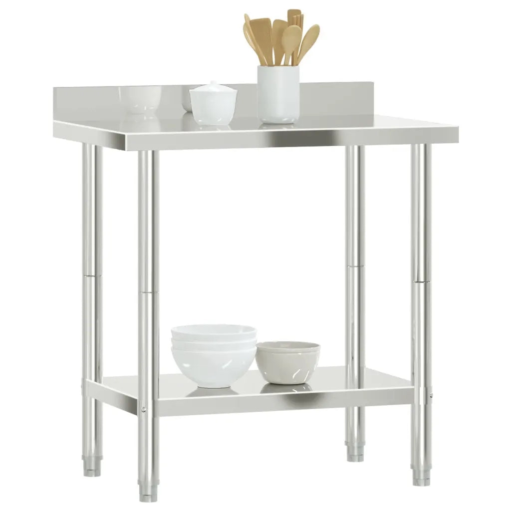 Tavolo Lavoro Cucina con Paraschizzi 82,5x55x93cm Acciaio Inox 376457
