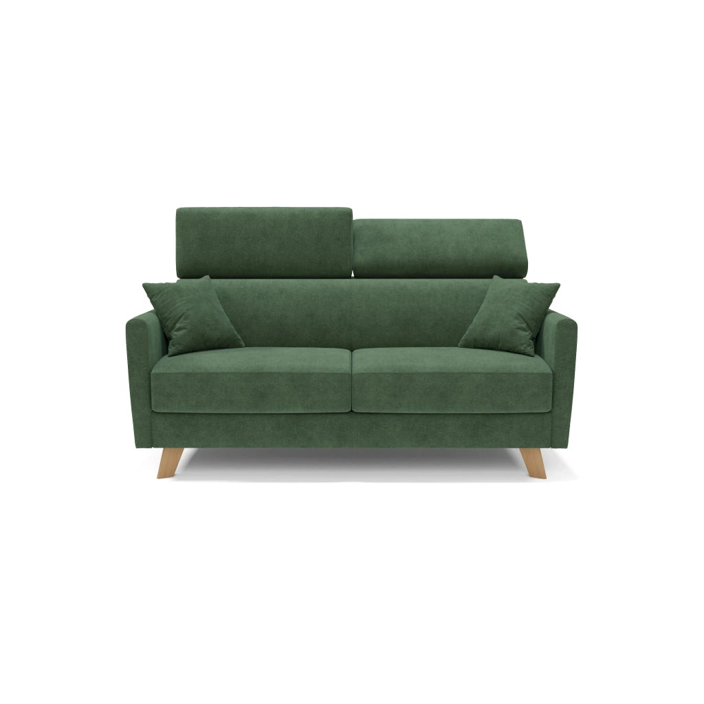 Francy Divano letto matrimoniale con poggiatesta regolabili in tessuto impermeabile e smacchiabile T17 160 cm (mat. 120x197) verde