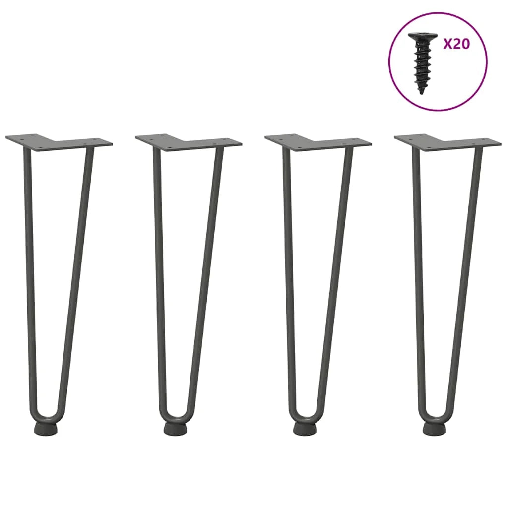 Set di 4 gambe a forcina per tavolino da caffè da 42 cm con piedini regolabili design moderno acciaio massiccio antracite 02_0056721