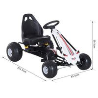 Easycomfort Go Kart a Pedali per Bambini 3-6 Anni con Sedile Regolabile, in Plastica e Ferro, 101.5x65.5x59.5 cm, Bianco e Nero