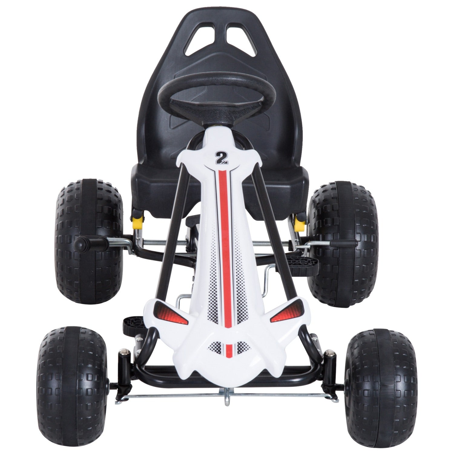 Easycomfort Go Kart a Pedali per Bambini 3-6 Anni con Sedile Regolabile, in Plastica e Ferro, 101.5x65.5x59.5 cm, Bianco e Nero