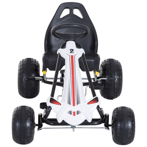 Easycomfort Go Kart a Pedali per Bambini 3-6 Anni con Sedile Regolabile, in Plastica e Ferro, 101.5x65.5x59.5 cm, Bianco e Nero