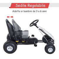 Easycomfort Go Kart a Pedali per Bambini 3-6 Anni con Sedile Regolabile, in Plastica e Ferro, 101.5x65.5x59.5 cm, Bianco e Nero