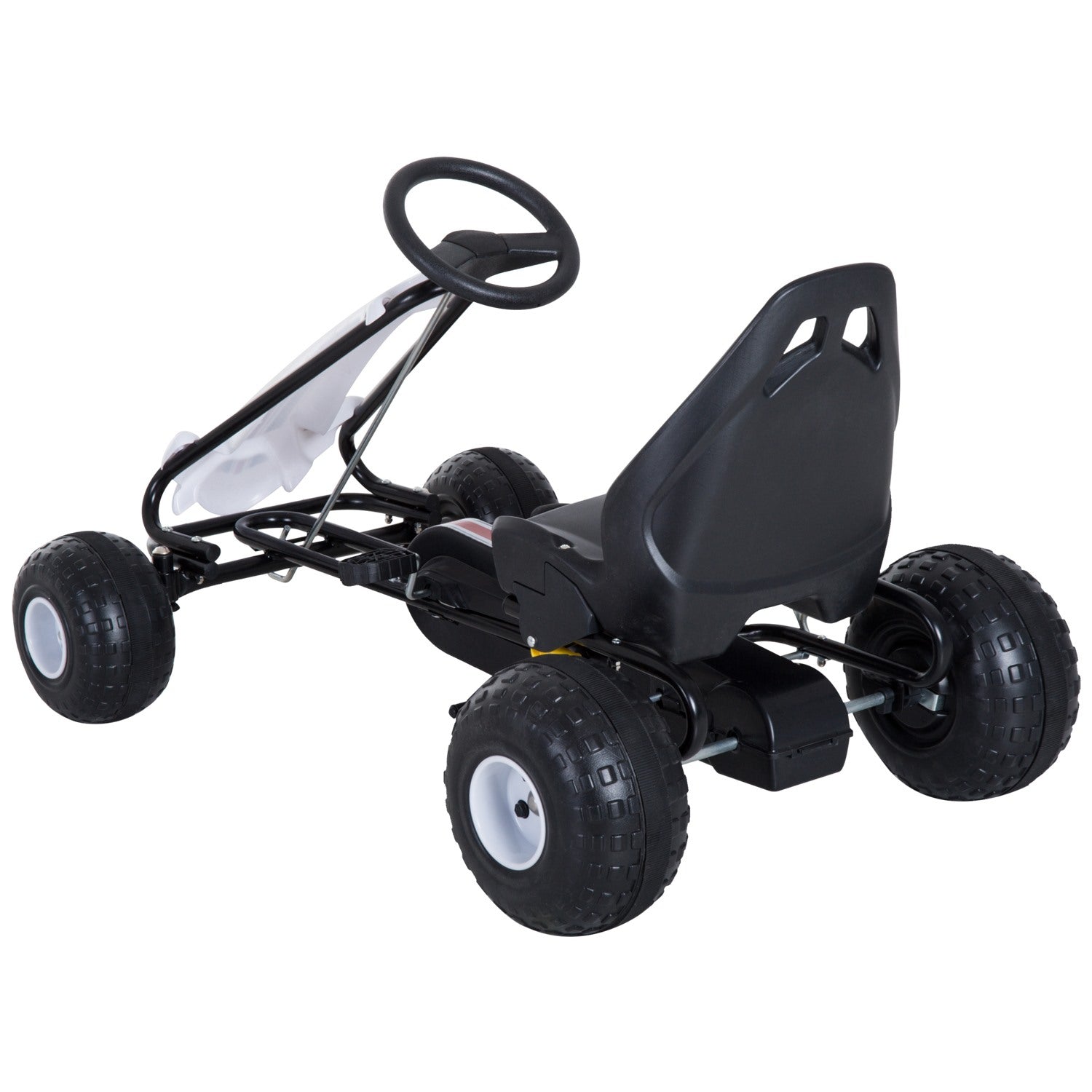 Easycomfort Go Kart a Pedali per Bambini 3-6 Anni con Sedile Regolabile, in Plastica e Ferro, 101.5x65.5x59.5 cm, Bianco e Nero