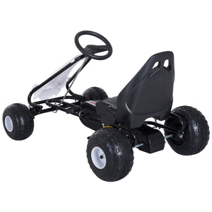 Easycomfort Go Kart a Pedali per Bambini 3-6 Anni con Sedile Regolabile, in Plastica e Ferro, 101.5x65.5x59.5 cm, Bianco e Nero