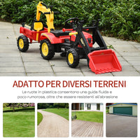 Easycomfort Ruspa Giocattolo a Pedali, Escavatore Cavalcabile per Bambini con Pale e Volante, 179x42x59cm Multicolore