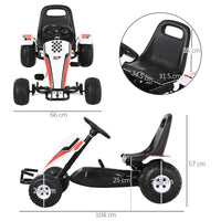 Easycomfort Go-Kart a Pedali Bianco per Bambini 3-8 Anni con Sedile Regolabile, Ruote in Plastica, Freno a Mano e Cambio