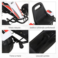 Easycomfort Go-Kart a Pedali Bianco per Bambini 3-8 Anni con Sedile Regolabile, Ruote in Plastica, Freno a Mano e Cambio