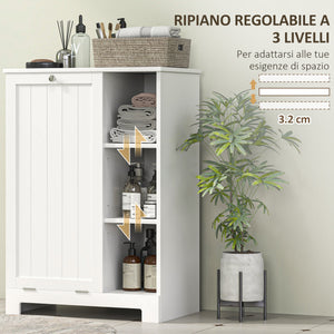 Mobile Bagno Portabiancheria 60x38x86 cm con Cesto Rimovibile Bianco
