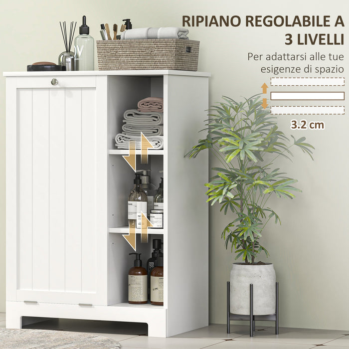 Mobile Bagno Portabiancheria 60x38x86 cm con Cesto Rimovibile Bianco