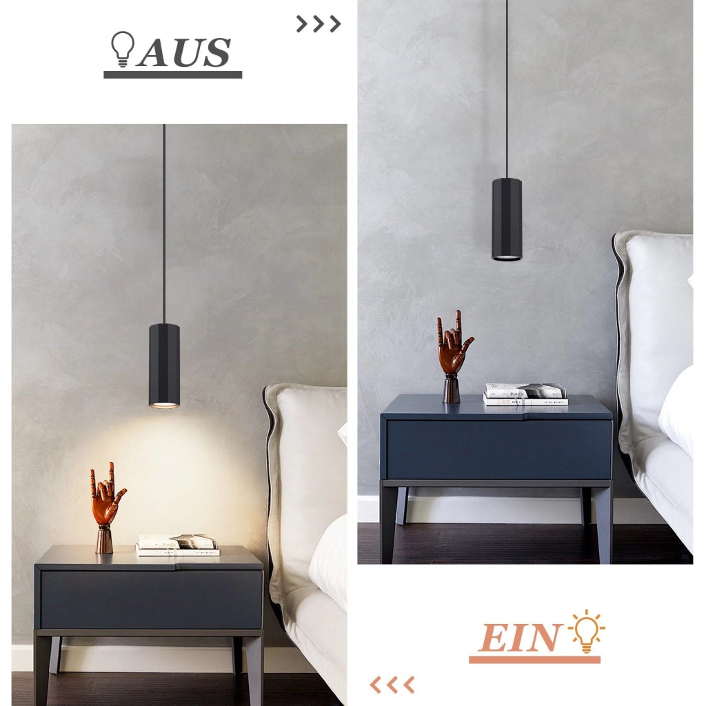 Lampada a Sospensione ZMH metallo nero GU10 1 luce moderna industriale 170 cm per soggiorno e sala da pranzo