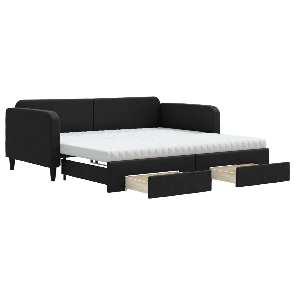 Divano Letto Estraibile con Cassetti Nero 100x200 cm in Tessutocod mxl 87755