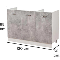 Mobile Sottolavello Cucina Componibile Mobiletto Colore Grigio Cemento 3 Ante