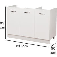 Mobile Sottolavello per Cucina Componibile Mobiletto Colore Bianco 3 Ante