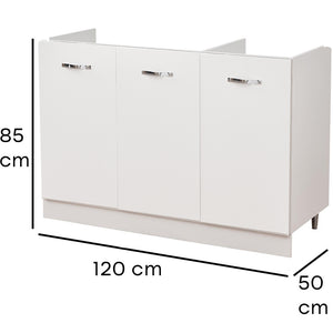 Mobile Sottolavello per Cucina Componibile Mobiletto Colore Bianco 3 Ante