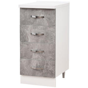 Cassettiera per Cucina Mobile Mobiletto 4 Cassetti Legno Colore Grigio Cemento