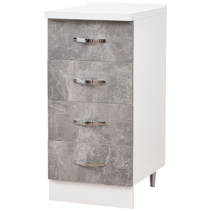 Cassettiera per Cucina Mobile Mobiletto 4 Cassetti Legno Colore Grigio Cemento