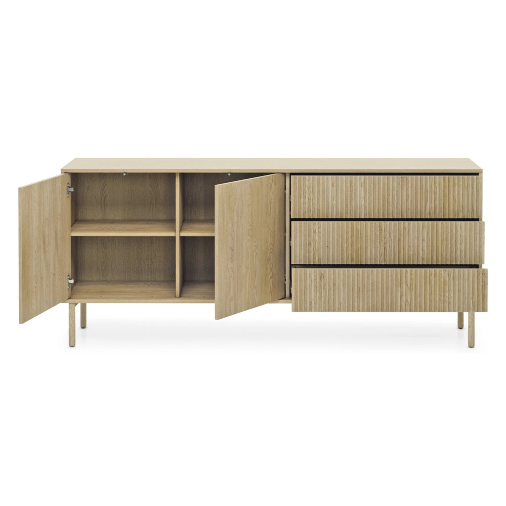 Madia Haza, Credenza 3 Cassetti, 187x40x80h cm Marrone Rovere