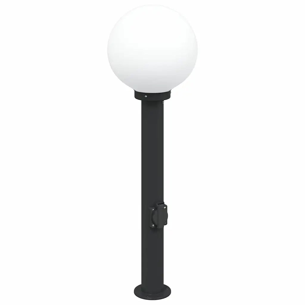 Lampioni a palo con presa elettrica 3 pz 80 cm Nero IP44 4006120