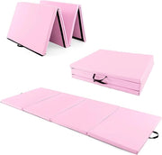 Tappetino per Ginnastica Pieghevole a 4 Pannelli con Maniglie, 300 x 117 x 5 CM, Tappetino in Ecopelle con Chiusure a Strappo per Ginnastica, Yoga, Stretching & Capriole