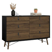 Credenza Anturio, Buffet da soggiorno, Madia da salotto, Dispensa da cucina, 150x40 h95 cm, Nero e Noce