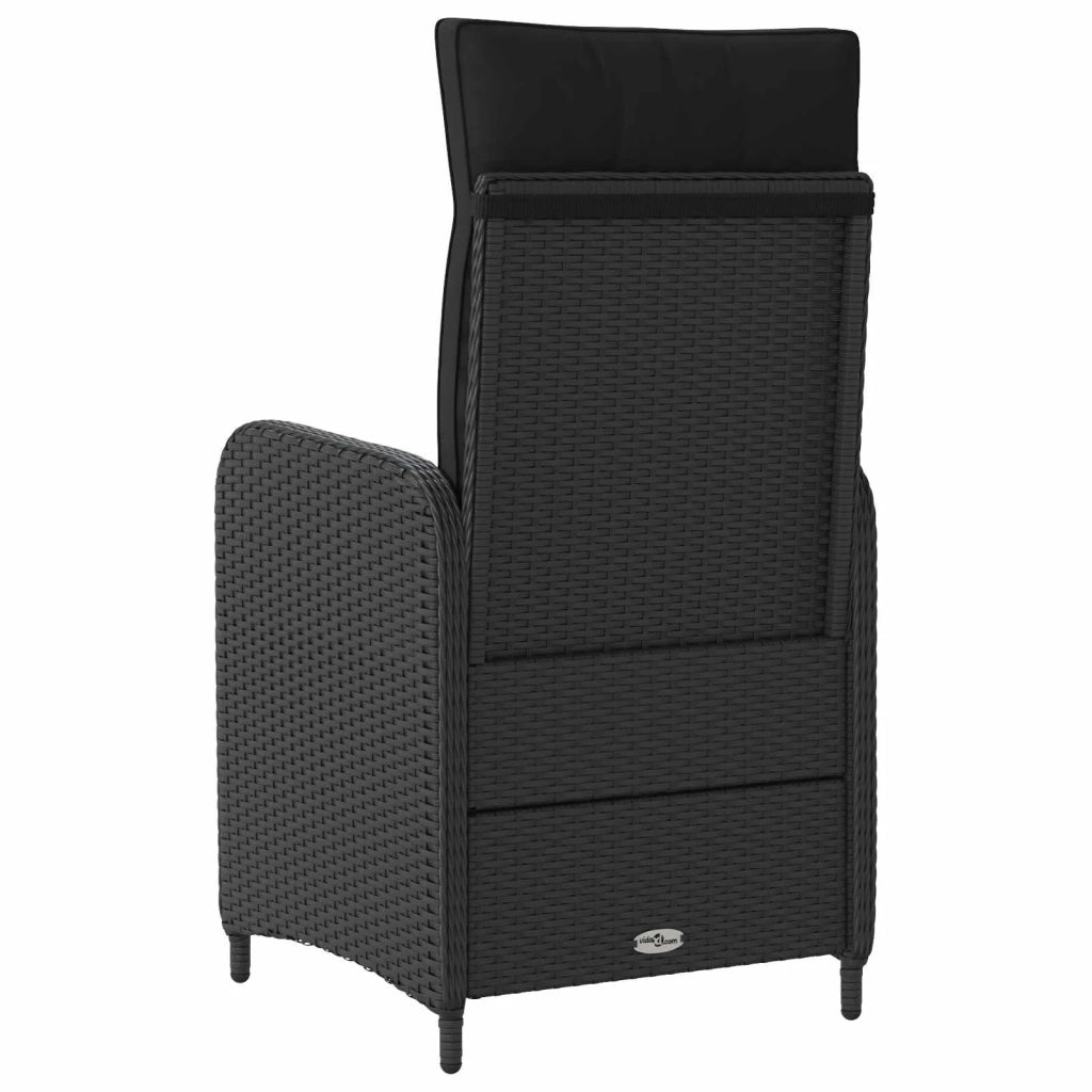 Sedia da giardino reclinabile Nero polyrattan