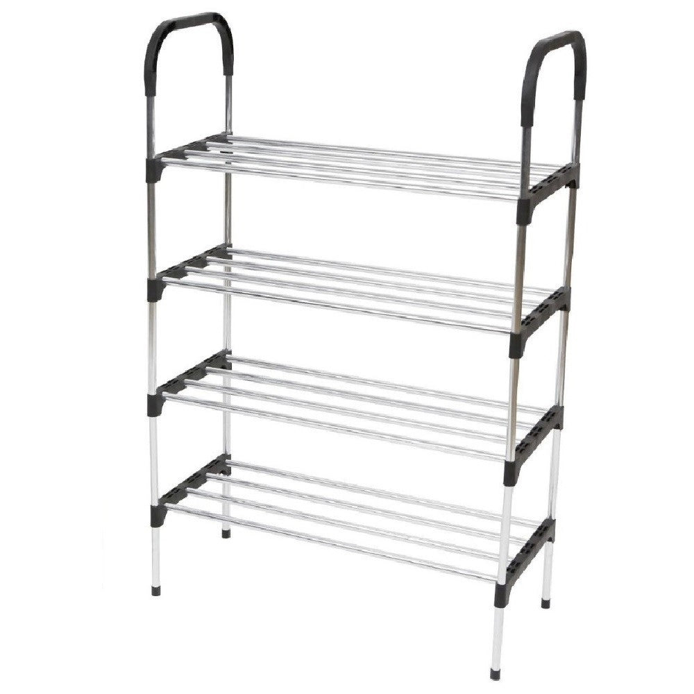 Trade Shop - Scarpiera In Metallo Plastica 4 Livelli 57x26x83cm Salvaspazio Porta Scarpe Casa -