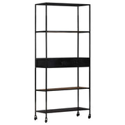 Libreria 90x35x180 cm in Legno di Mango Grezzo e Ferro