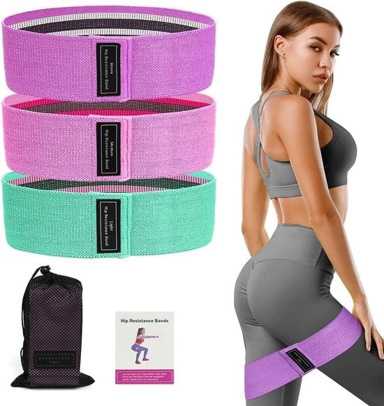 Cintura elastica per allenamento, cinturone di resistenza in tessuto, 3 livelli di resistenza, per allenamento di corpo/gambe/glutei, pilates yoga, con tasca di stoccaggio