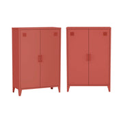 Set di 2 armadietti in metallo, 2 ante, terracotta