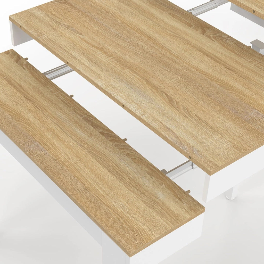 Consolle allungabile MICHEL, 10 posti, 235 cm, legno bianco e impiallacciato faggio