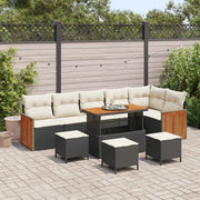 Set Divano da Giardino con cuscino 10 pcs Nero e Crema 3363200