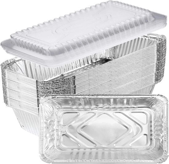Contenitori alimentari con coperchi 25 pezzi 670 ml - Scatole di alluminio per cuocere, brasare e cuocere - Conservazione alimentare duratura - Alta qualità