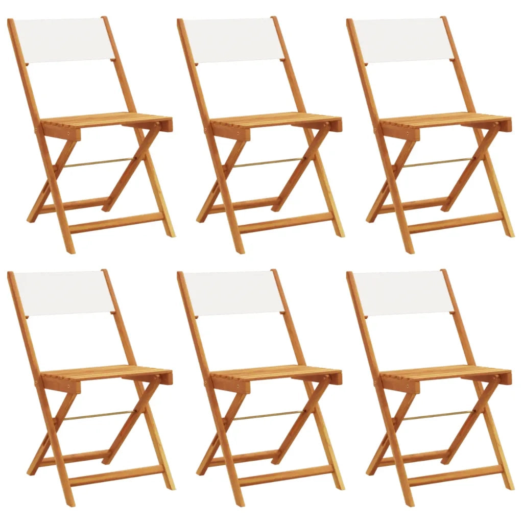 Sedie da Giardino Pieghevoli 6pz Bianco Crema Tessuto e Legno 3214611