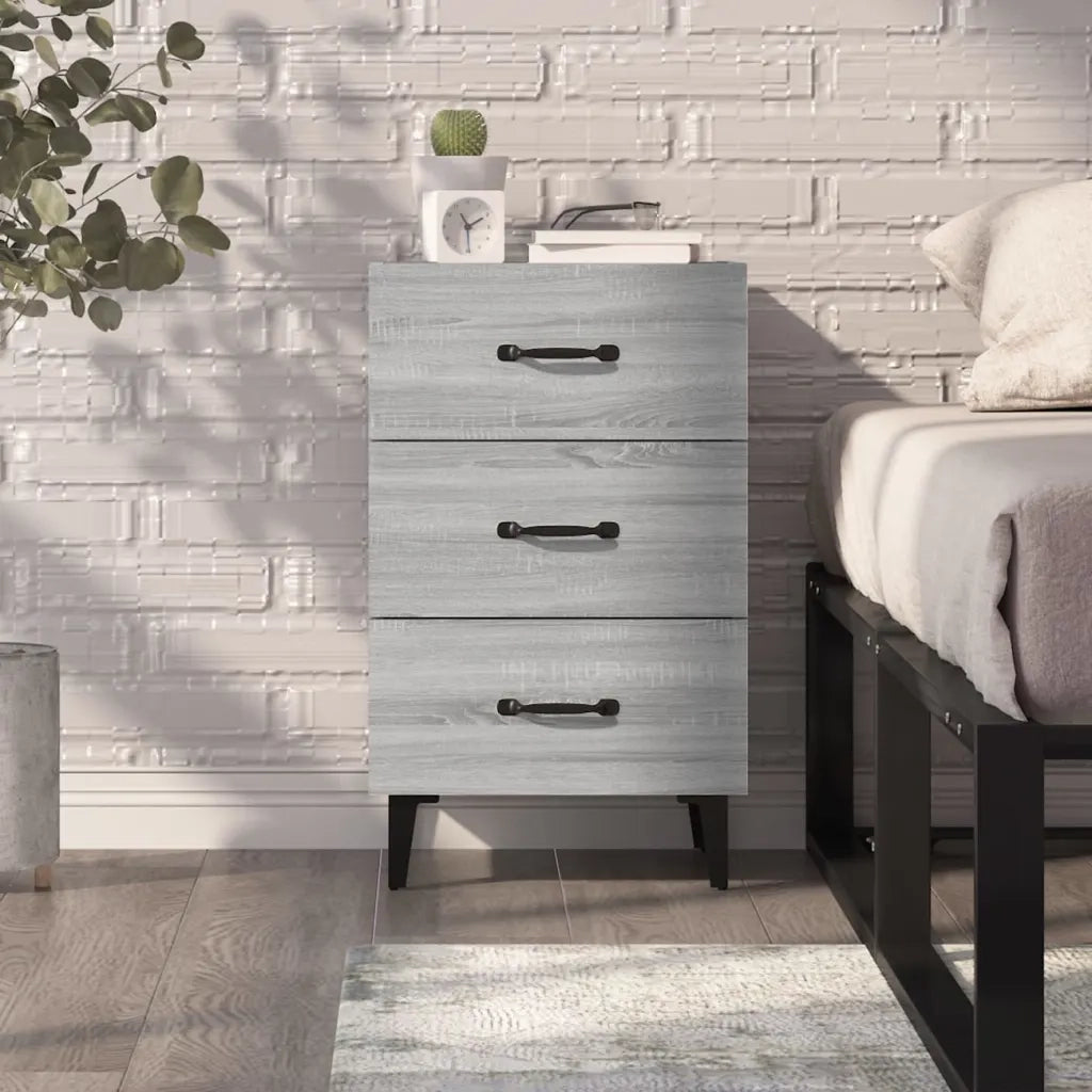 Comodino Grigio Sonoma 40x40x66 cm in Legno Multistrato cod mxl 30587