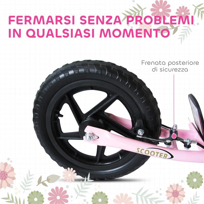 MONOPATTINO PER BAMBINI 5-12 ANNI CON FRENO POSTERIORE E MANUBRIO REGOLABILE, 120X52X80-88 CM, ROSA