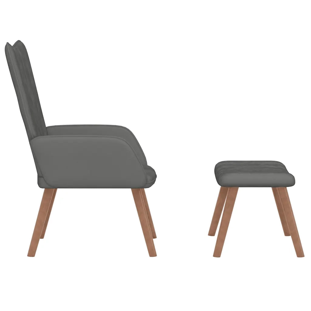 Poltrona Relax con Poggiapiedi Grigio Scuro in Velluto cod mxl 57910