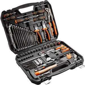 Topex 08-945 set di bussole e ut utensili, 143 pezzi