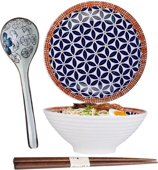 Bowl di Cibo in Ceramica - Insalatiera in Porcella - Bollitore Giapponese - Servizio da Tavola - Bollitore per Fruita - Bollitore per Verdura - Dimensioni 20.2X20.2X8CM