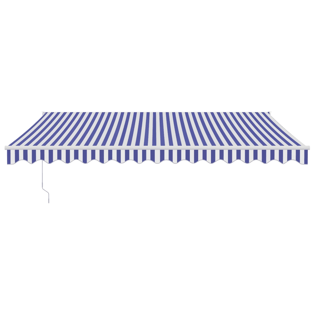 Tenda da Sole Retrattile-Tenda parasole per Patio Blu e Bianca 4x3 m Tessuto e Alluminio 296894