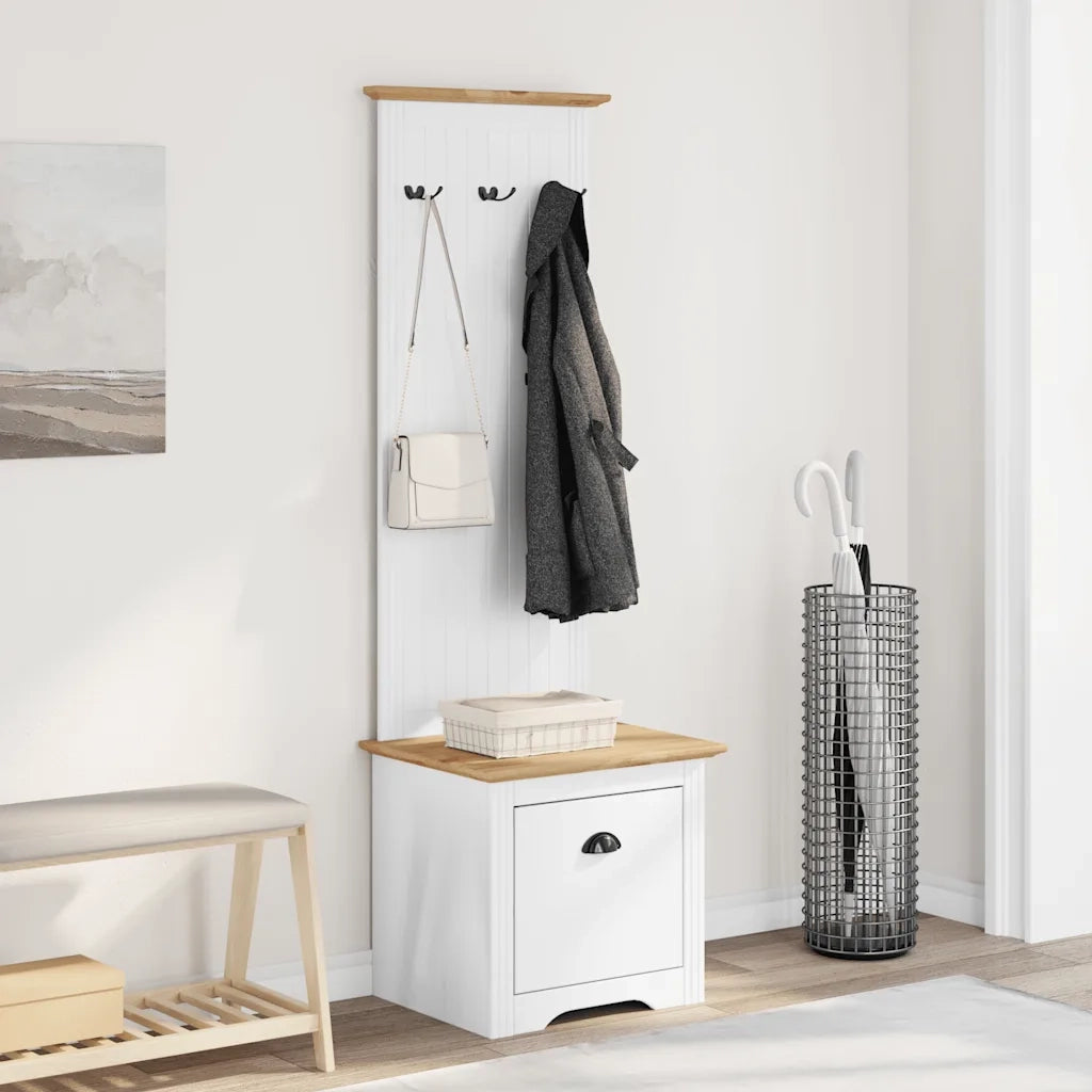Mobile da Ingresso con Ganci BODO Bianco e Marrone 50x40x157 cm