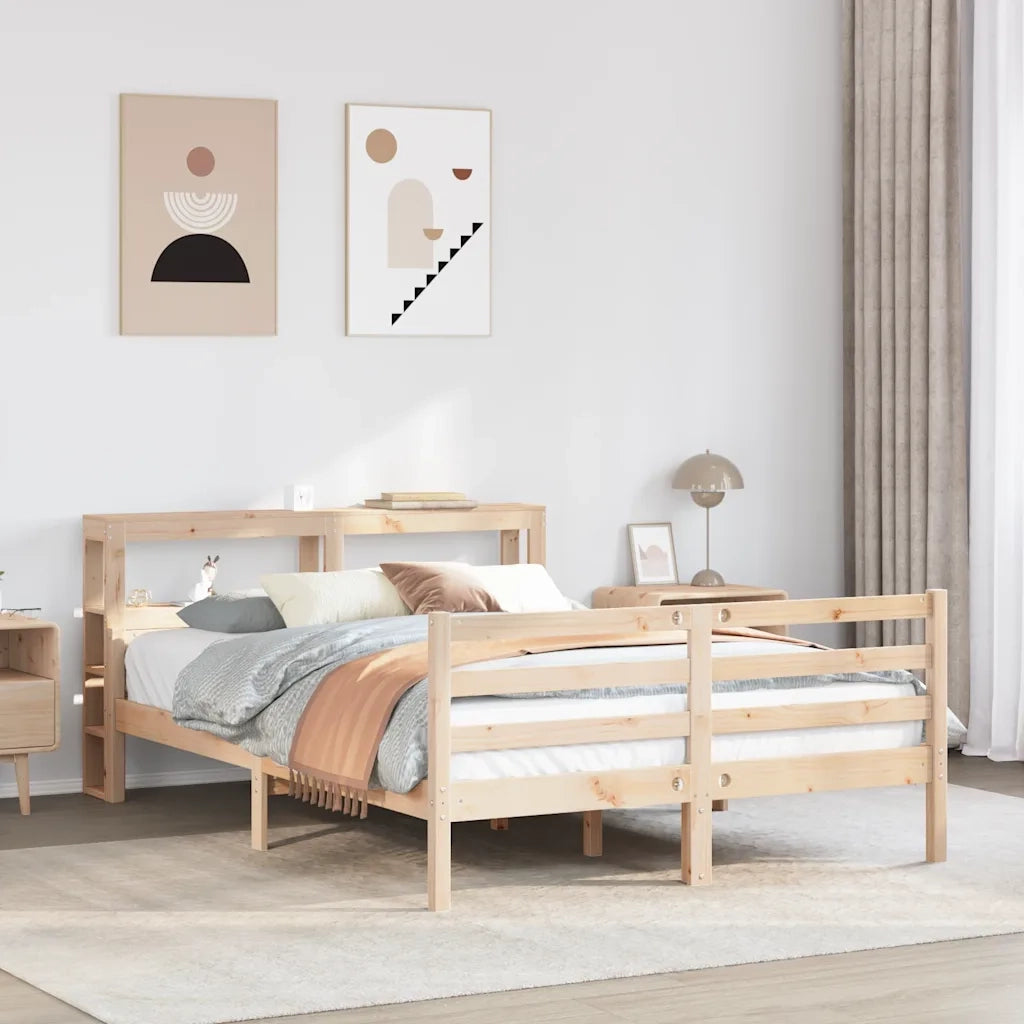 Giroletto con Testiera-Struttura Letto con testiera 140x190 cm in Legno Massello di Pino 224373
