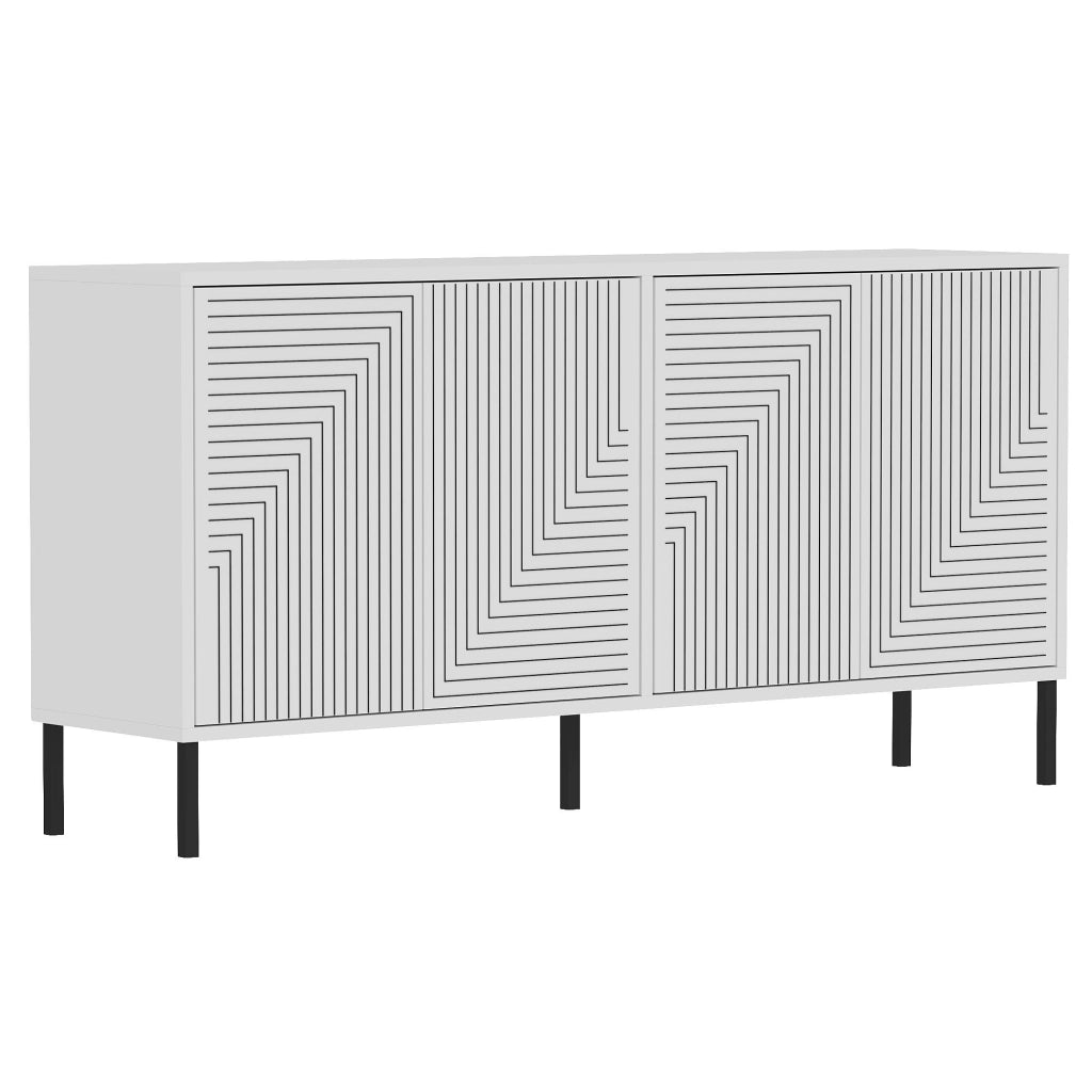 Credenza in legno "Evolet" - 150 x 36 x 75 cm - Bianco