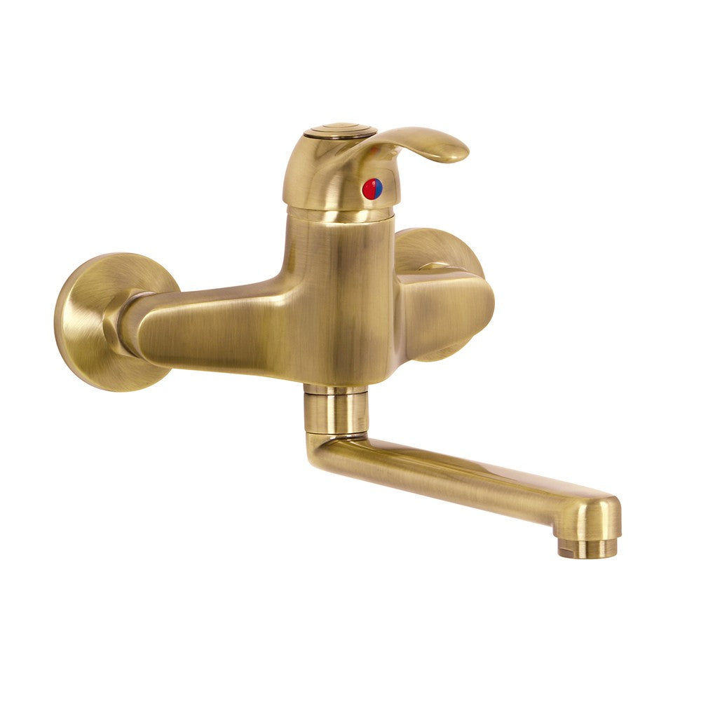 Rubinetto lavello parete serie distri vecchio ottone