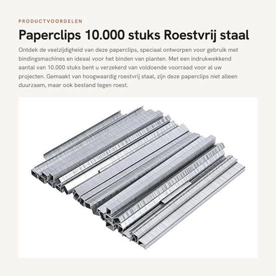 Fili di metallo in acciaio inossidabile 10.000 pezzi - Adatto per macchina per legatura - Diametro 0,6 cm - Lunghezza del braccio 0,4 cm - Peso 170 g - Spille per legatura