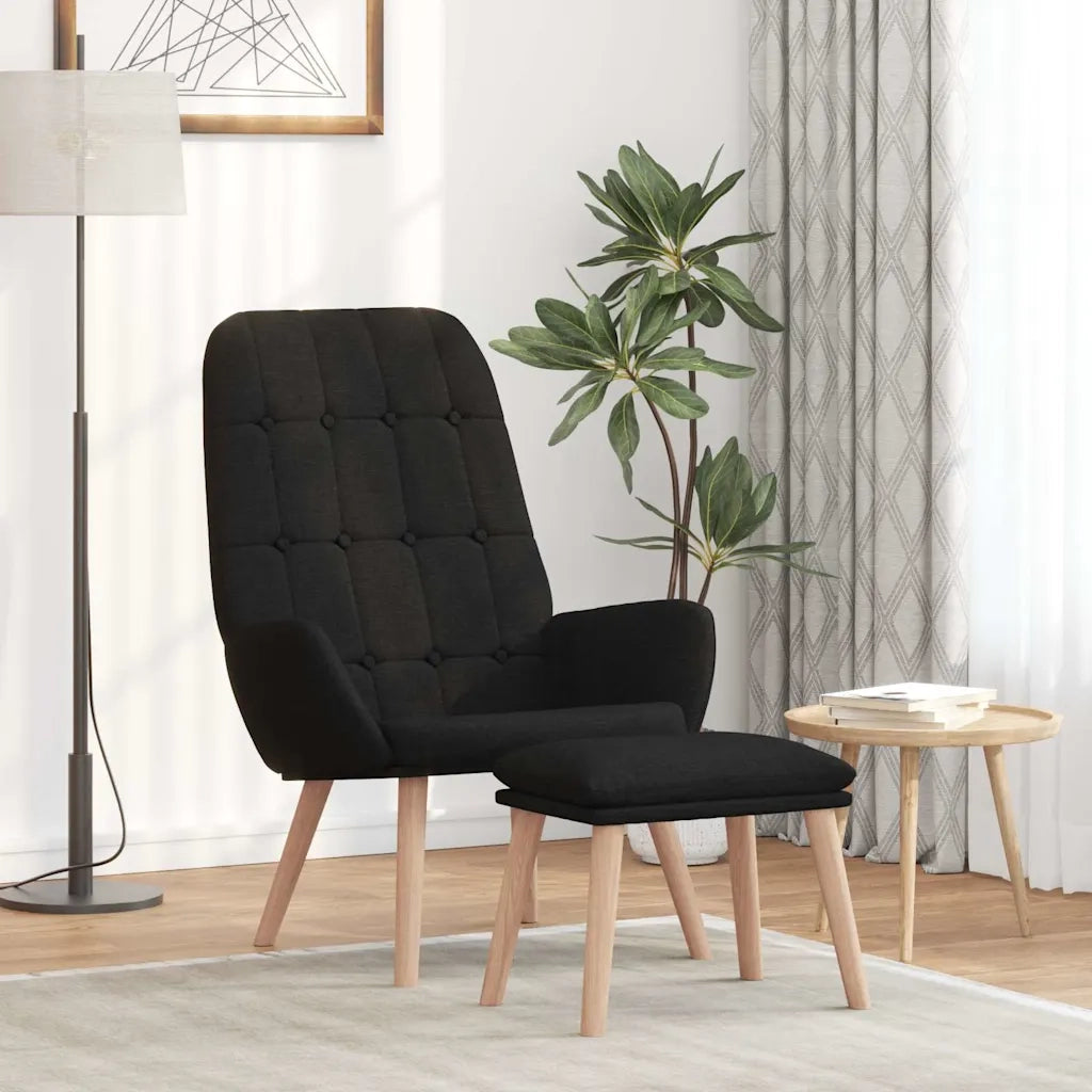 Poltrona Relax con Poggiapiedi Nera in Tessuto 3315153