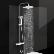 AICAIT Colonna doccia rotonda cromata con rubinetto termostatico rettangolare, sistema doccia a 38℃ antiscottature