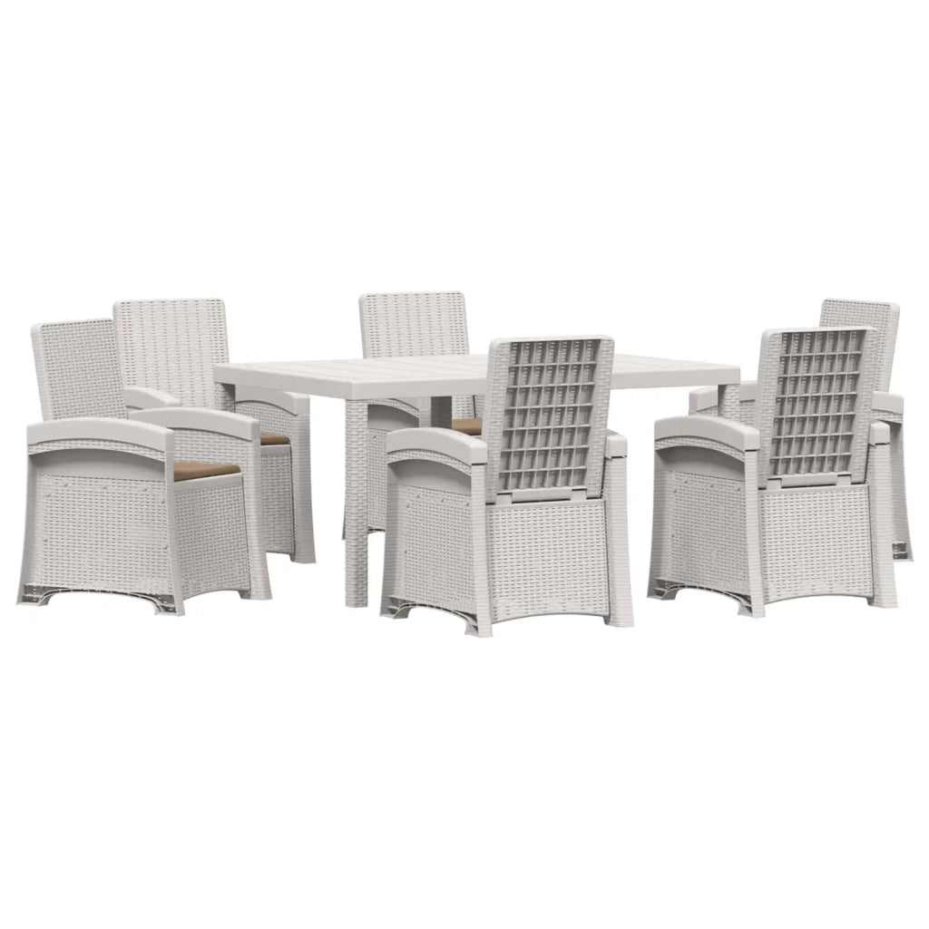 Set da Pranzo per Giardino 7 pz Bianco e Tortora PP 3430145