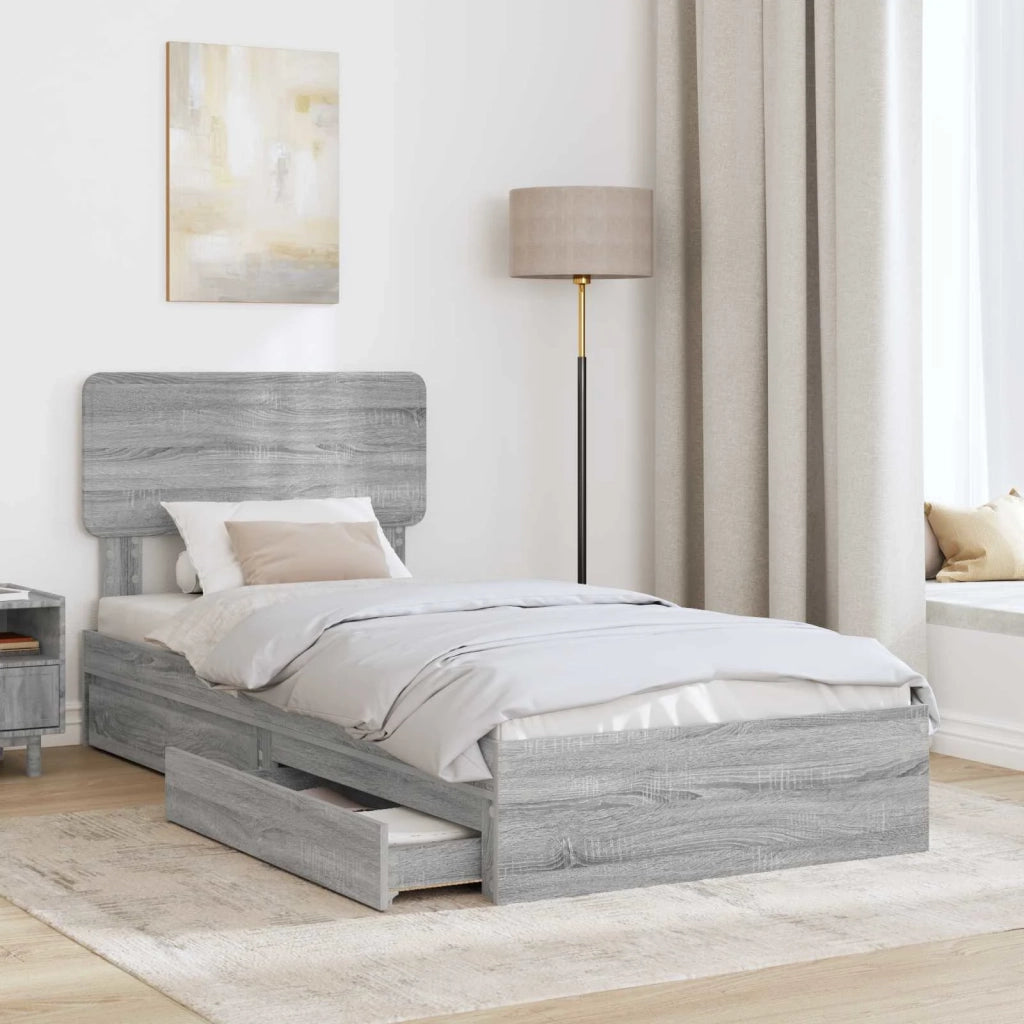 Letto con Contenitore con testiera Grigio Sonoma 75 x 190 cm 3412330