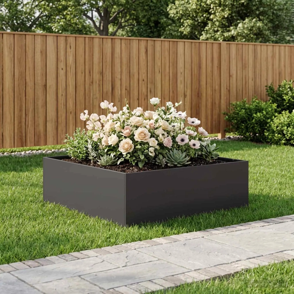 Vaso da giardino Nero 80 x 80 x 30 cm Acciaio laminato a freddo 8005064